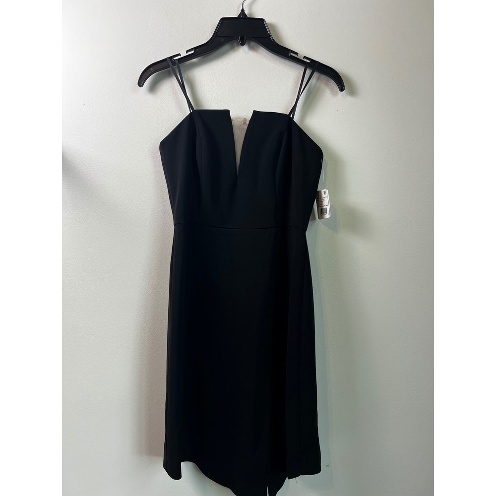 Liv Foster Strapless Twill Cocktail V-Neck Sheath Mini Dress Mesh Panel Sz 0 NWT